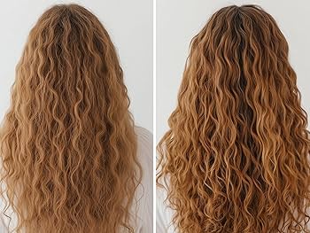 Dry, frizzy hair next to smooth hair