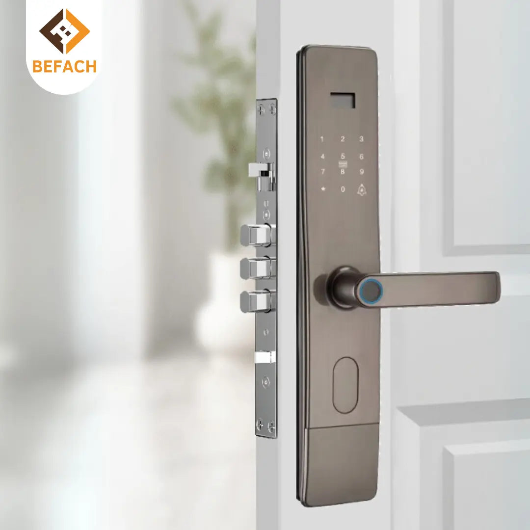 Befach Entry Door Lock T30 |Fingerprint lock | passcode enabled| Aluminium Heavy Duty Construction | Key Operated Main Door Lock with Secure Latch System | Anti Rust Durable Lock for Home, Apartment & Office Doors