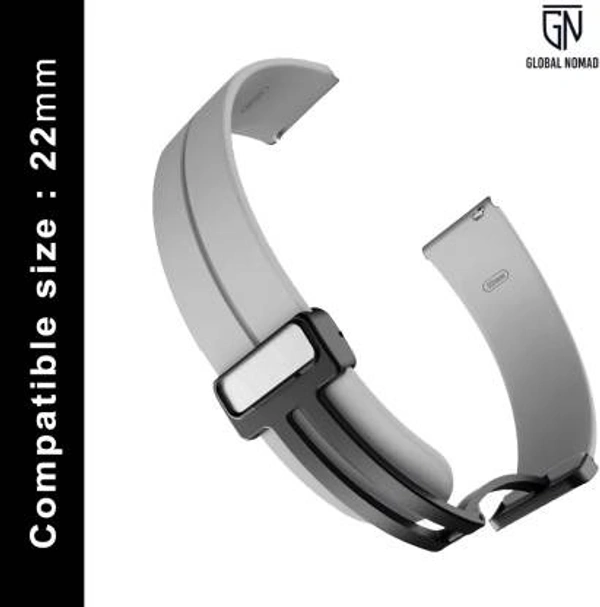 22MM-MGNT-SILI-CLOUD Smart Watch Strap  (Grey)