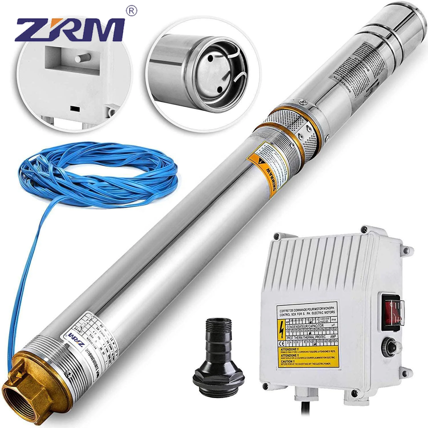 4 Inch 1.5HP 220V AC Electric Power Borehole Deep Well Submersible Motor Water Pump Bomba De Agua Sumergible for Irrigation