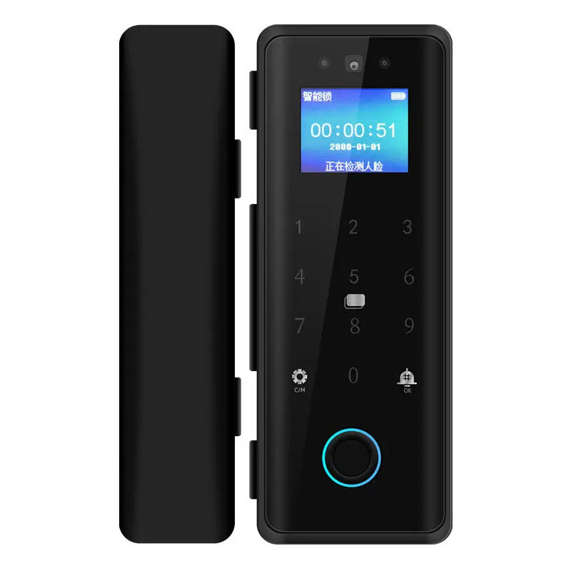 Befach Glass Door Lock S-12 |Fingerprint smart glass door lock | Aluminium + ABS Sturdy Construction | Key Operated Lock for Frameless Glass Doors | Corrosion Resistant Secure Latch for Homes, Offices & Retail Shops