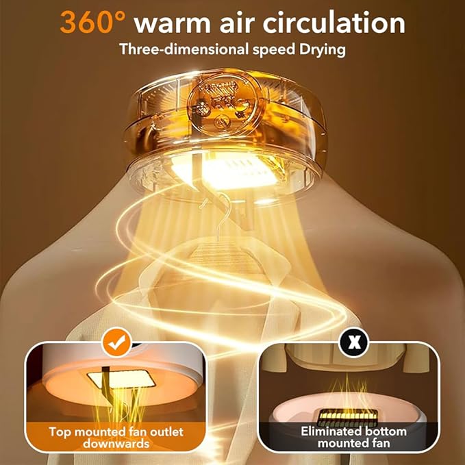 Supvox Portable Mini Dryer 600W Smart Timer for Apartment & Travel - Foldable Dryer Bag for Underwear, Delicate Garments, Baby Clothes Hot Selling thumbnail 4