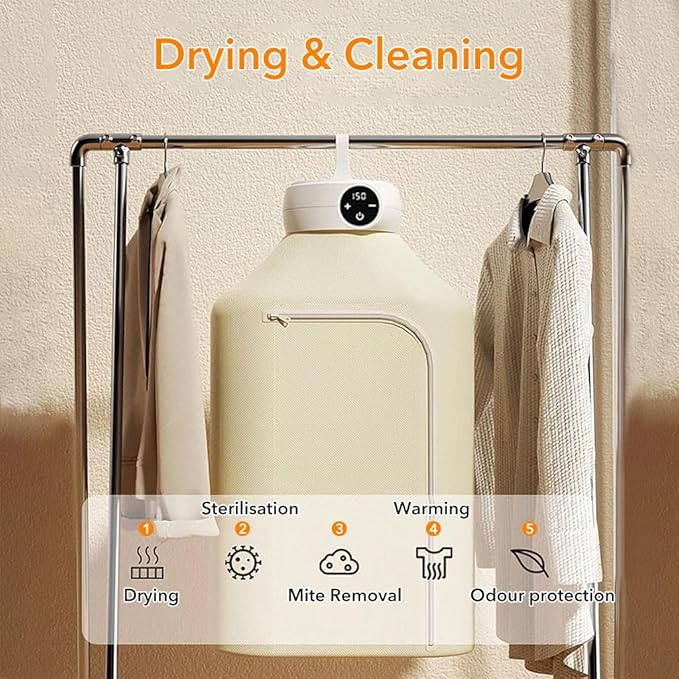 Supvox Portable Mini Dryer 600W Smart Timer for Apartment & Travel - Foldable Dryer Bag for Underwear, Delicate Garments, Baby Clothes Hot Selling thumbnail 2