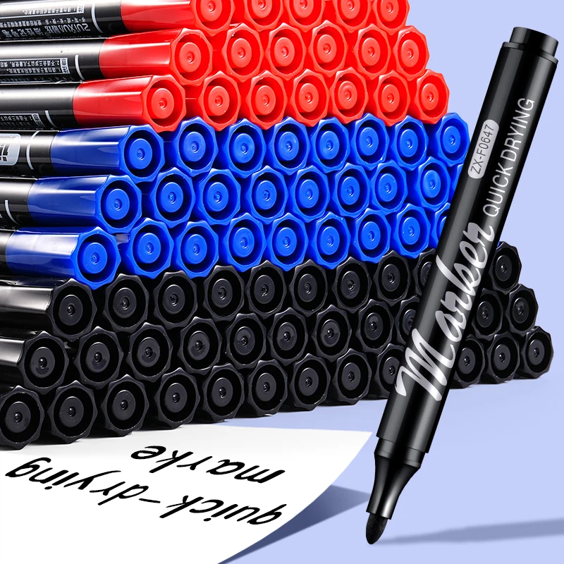 Wholesale 10pcs/set Quick-Drying Water-Proof Oil-Based Ink Large Volume Marker Pens for School & Office Multi-Purpose Use