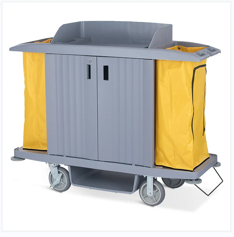High Performance Multi-functional Service Cart Three Layer Room Service Cart Hotel Cleaning Cart