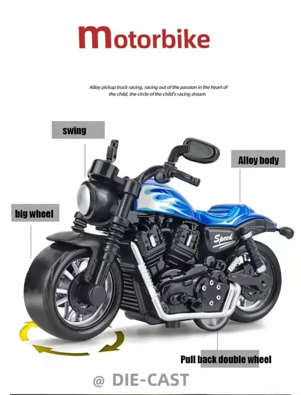 Mini Alloy Motorcycle Pull-Back Toy for Kids | Small Scale Ride-On Vehicle Collectible - 1 pcs