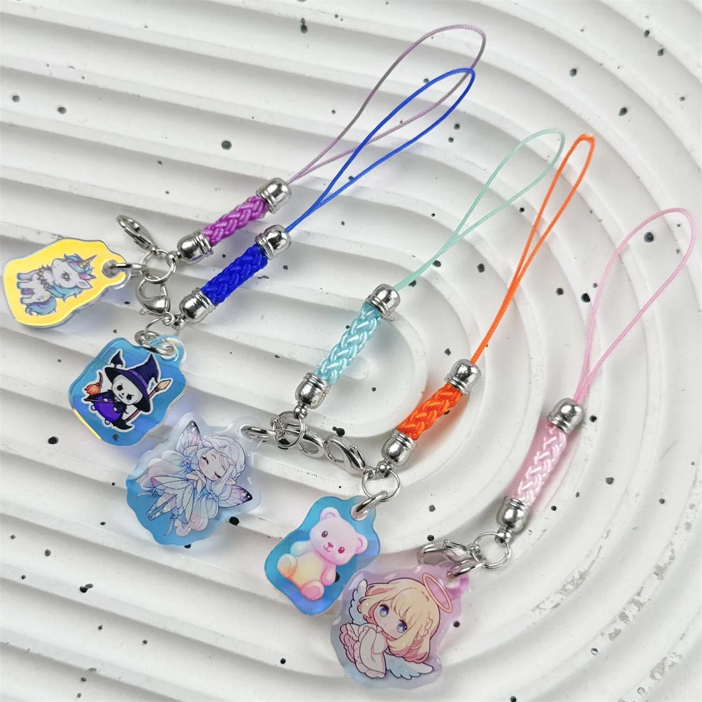 Custom Logo Water Ripple Anime Cartoon Pendant Personalized Color Edge Keychain Phone Charm Promotional Carabiner