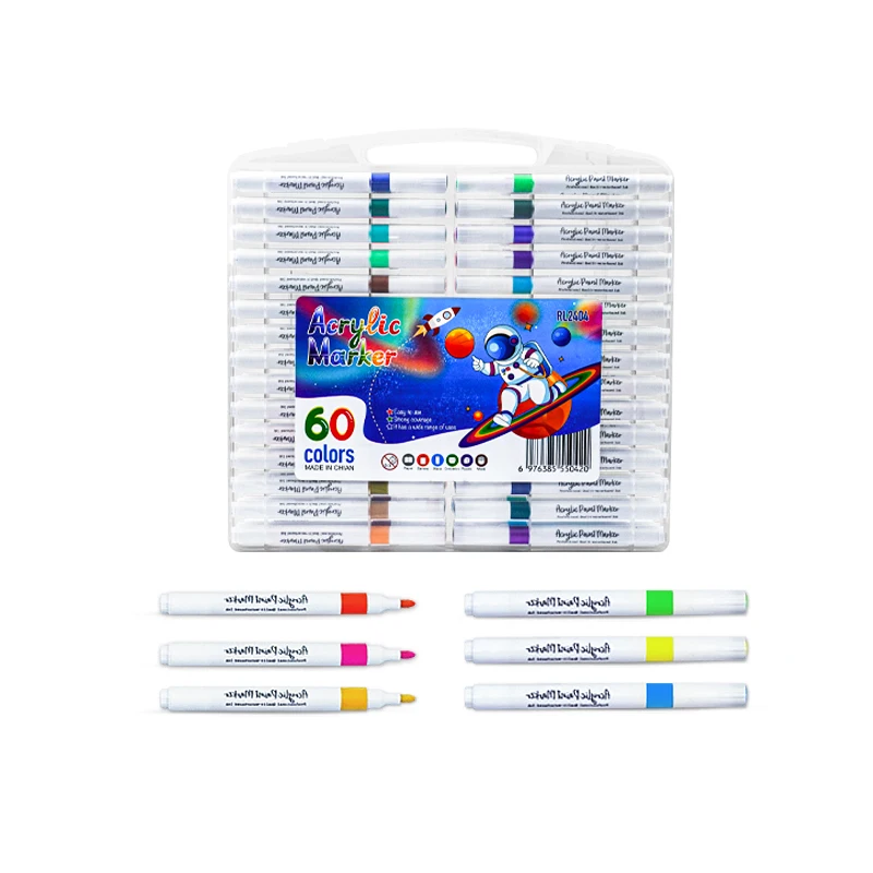 Hot Sale Wholesale Factory Price Professional Colorful School and Office Supplies 60 Colors Marker Acrylic Coloring Pen Set