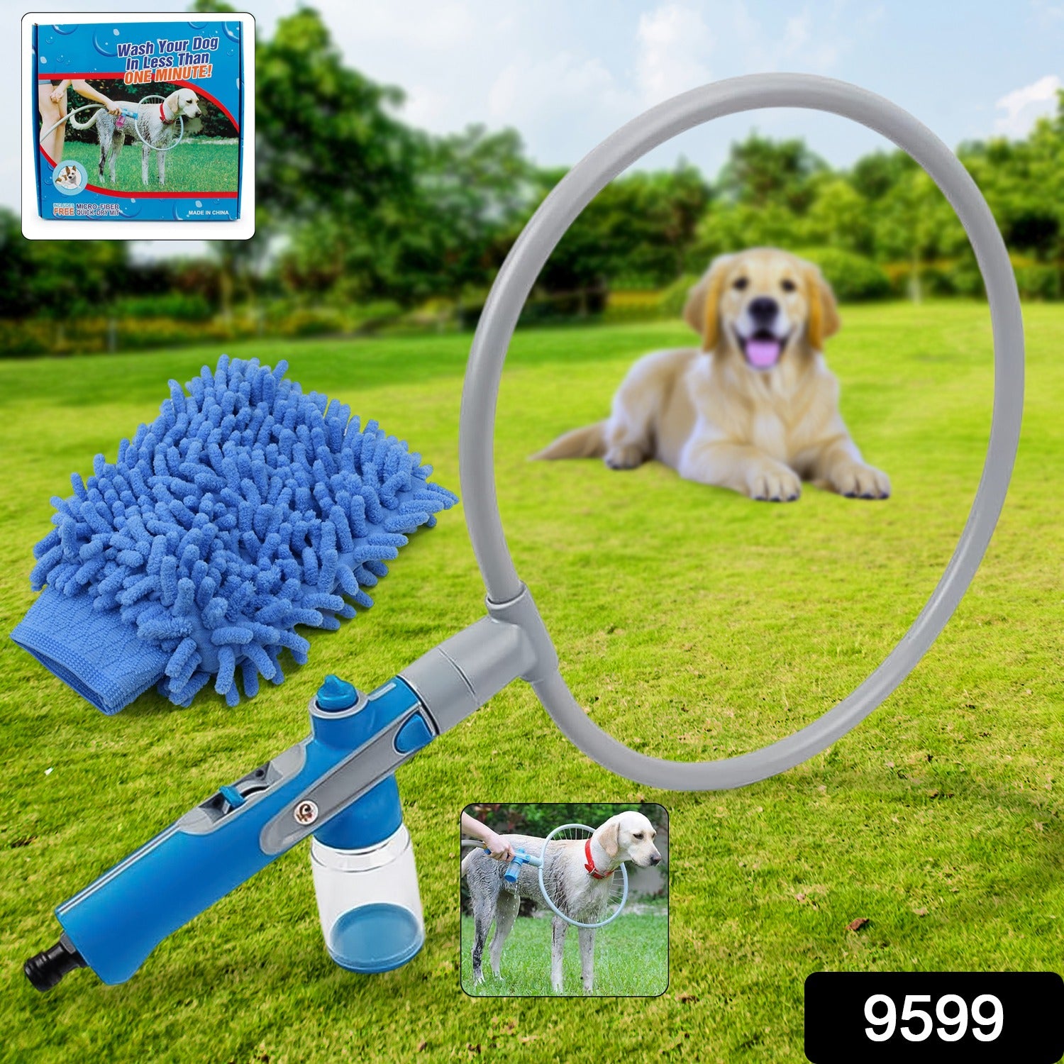 Pet Shower Sprayer, Cat Dog Grooming Bath Massager, With Microfiber Glove (1 Set) thumbnail 2