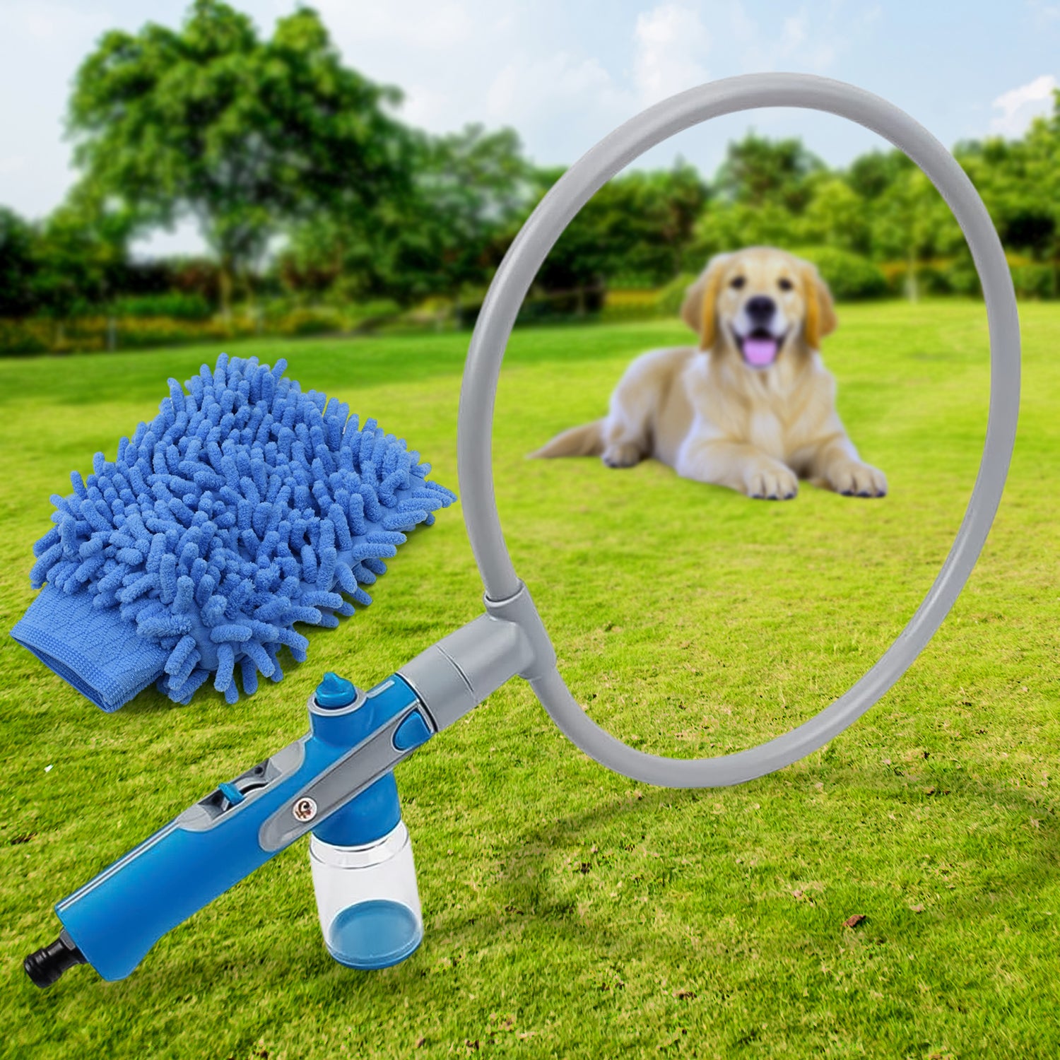 Pet Shower Sprayer, Cat Dog Grooming Bath Massager, With Microfiber Glove (1 Set) thumbnail 1