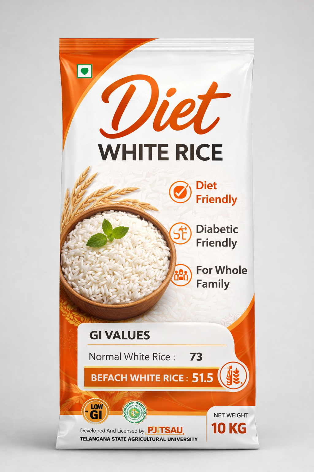 Befach Low GI Fortified Rice 10Kg  | Diabetes Friendly Low Glycemic Index Rice | High Fibre Vitamin & Mineral Enriched Daily Rice | Supports Healthy Blood Sugar Levels
