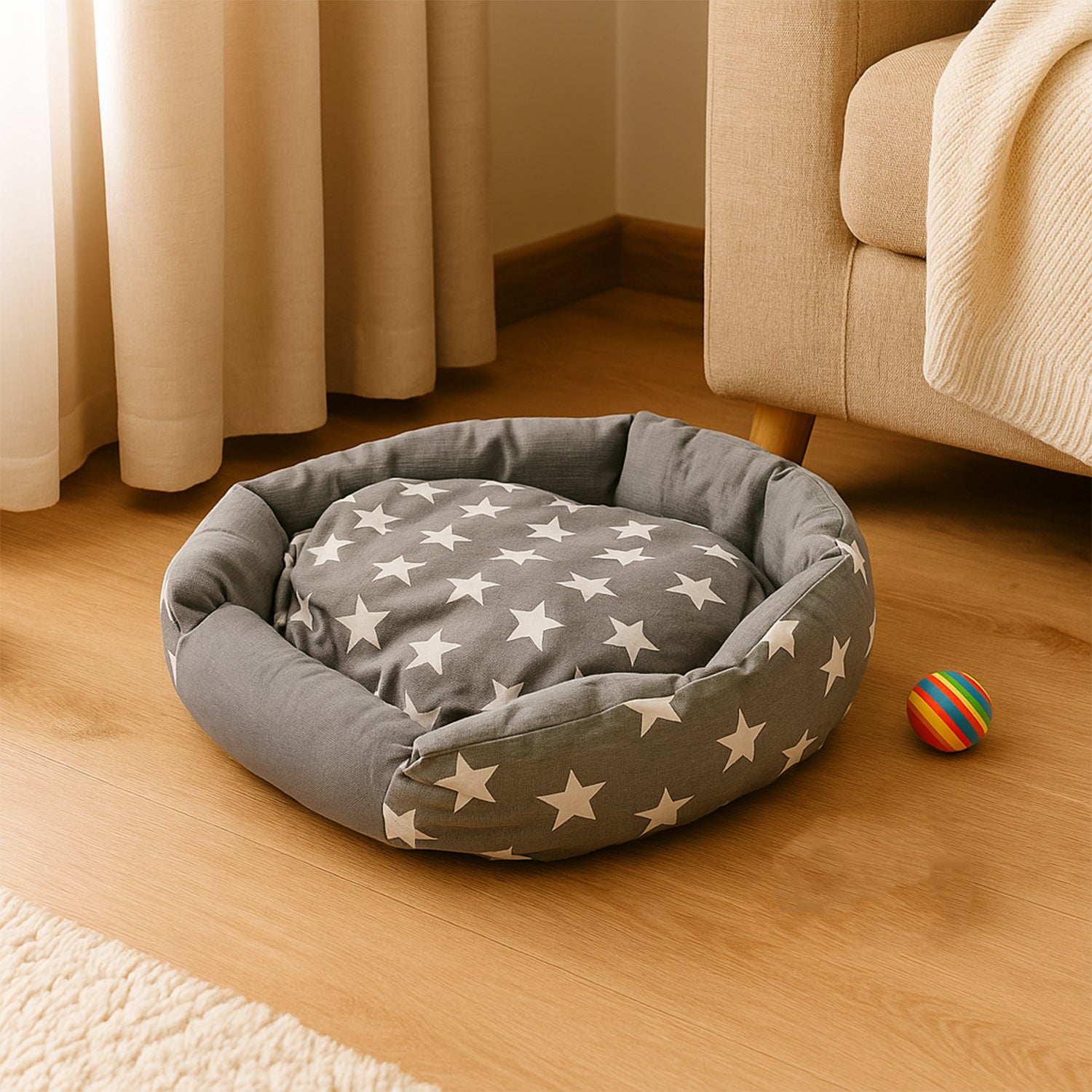 3XL Extra-Large Star Pattern Round Pet Bed for Cats & Small Dogs thumbnail 11