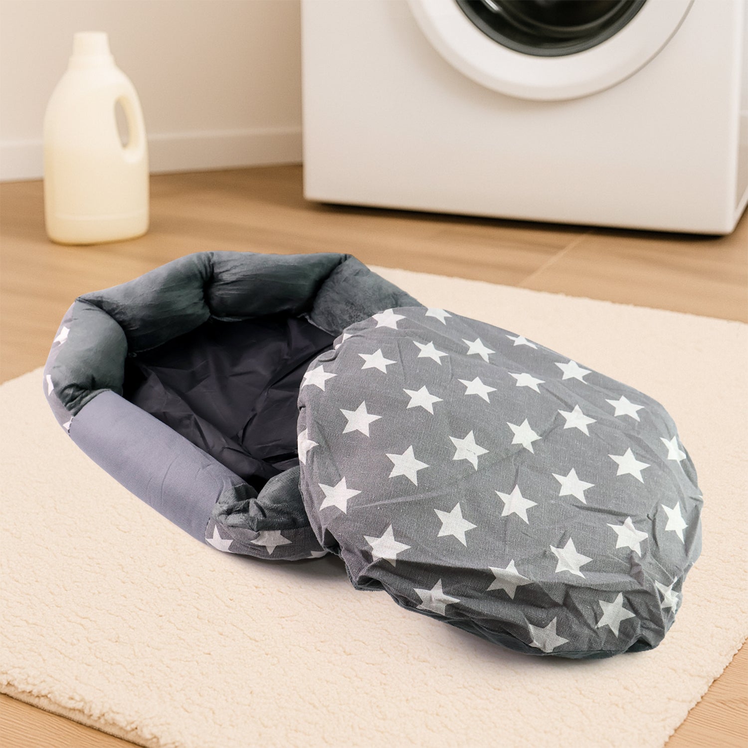 3XL Extra-Large Star Pattern Round Pet Bed for Cats & Small Dogs thumbnail 9