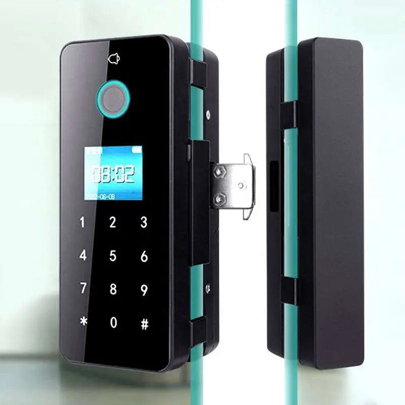 Befach Glass Door Lock S-14 |Fingerprint smart glass door lock | Aluminium + ABS Heavy Duty Body | Key Operated Safety Lock for Frameless Glass Doors | Rust Resistant Secure Latch for Home, Office & Shopfront