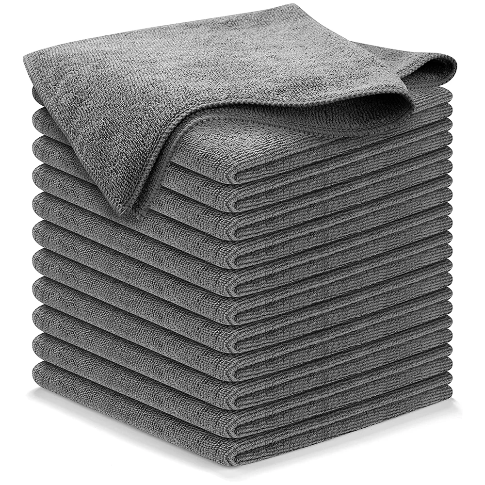 Hot Selling 32*32cm Grey 300gsm Microfiber Cloth Warp Knitted Terry Cloth for Car Kitchen Dish Cleaning Made of Microfiber